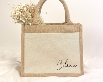 Gepersonaliseerde jute tas | cadeau-idee vrouw | Shoppers met naam | cadeauzakje | Natuurlijke materialen | JGA | zuster | collega