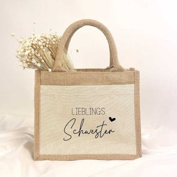 Jute bag sister | Birthday gift | Gift bag | Say thank you | Christmas present | favorite sister | Shoppers | Vilive