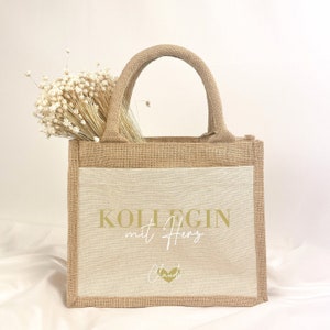 Geschenkidee Kollegin mit Herz | Jute Baumwoll Tasche | Abschied Dankeschön | Jobwechsel | Ruhestand | Weihnachtsgeschenk Kollegen Team Chef