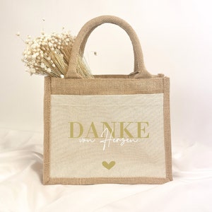 Danke von Herzen Jutetasche | Kleine Aufmerksamkeit | Dankeschön Nachbarn | Kollegen | Krankenschwester | Freundin | Oma | Geschenkidee
