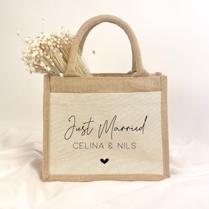 Personalisierte Jute Tasche | Geschenk Brautpaar | zur Hochzeit | Standesamt | Verlobung | Geldgeschenk | Kleinigkeit | Jahrestag | Vilive