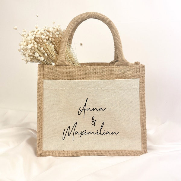 Personalisiertes Geschenk Hochzeit | Jute Tasche Hochzeit | Brautpaar | Standesamt | Verlobung | Geldgeschenk | Kleinigkeit | Jahrestag