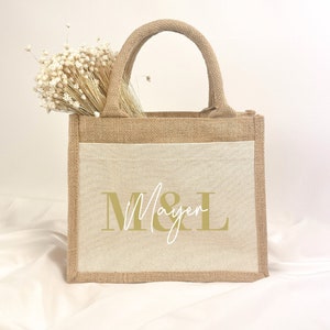 Personalisierte Jute Tasche | Hochzeitsgeschenk | Brautpaar | Verlobung | Geldgeschenk | Kleinigkeit | Jahrestag | Vilive