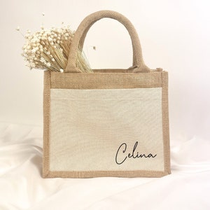 Personalisierte Jutetasche | Geschenkidee Frau | Shopper mit Name | Geschenktasche | Natürliche Materialien | JGA | Schwester | Kollegin