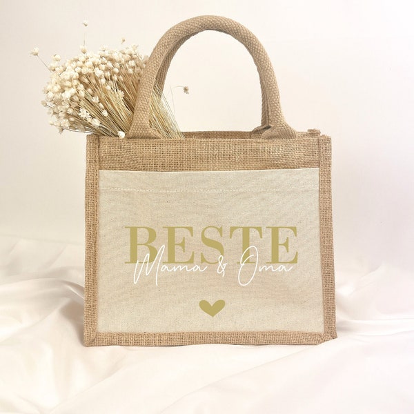 Personalisierte Jutetasche Beste | Geschenk Mama Oma Tante Patentante | Geburtstag | Weihnachten | Shopper | Mit Name | Vilive