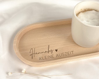 Personalisierte Geschenk Freundin Geburtstag | Tablett mit Gravur Kleine Auszeit | Küchendeko |  Kollegin | Schwester | Mama |  Weihnachten