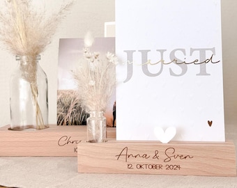 Personalized card holder gift wedding | Individual with engraving | Photo stand | Cash gift bride and groom love | Flower candle couple