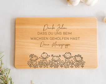 Personalisiertes Frühstücksbrett Abschied Geschenk | Erzieherin | Lehrerin | Tagesmutter | Dankeschön | Kindergarten | Schneidebrett | Holz