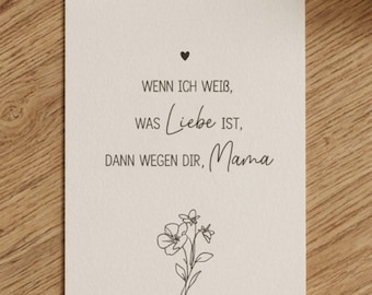 Cartolina per la festa della mamma, biglietto d'auguri con una frase | Grazie, idea regalo di compleanno, papà, messaggio per la festa del papà, immagine, decorazione per biglietto | Cos'è l'amore