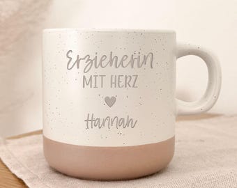Personalized mug for kindergarten teacher/educator with heart | Christmas gift | Thank you farewell gift | Ceramic mug, stoneware look, coffee