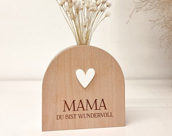 Muttertag Personalisierte Geschenk Trockenblumenvase | Geschenkidee Mama Frau Freundin Kollegin | Du bist wundervoll | Geburtstag | Vilive