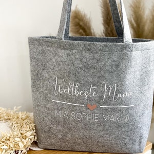 Personalisiertes Geschenk Mama Muttertag Geschenk Oma Tante Filz Shopper Einkaufstasche Einkaufskorb Geburtstag Geschenk Bild 1