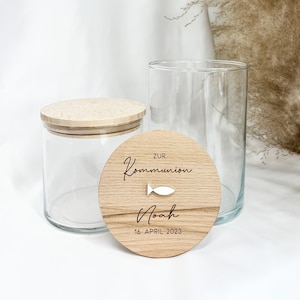 Personalized storage jar | Money gift communion | Baptism | Confirmation | Cookie jar | Children | Beech wood | small thing