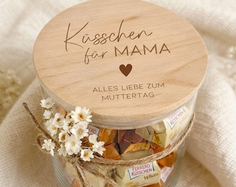 Muttertag Geschenkidee | Vorratsglas Küsschen für Mama | Geschenkglas | Kleinigkeit Danke sagen | Kleines Geschenk | Süßigkeiten Mutter