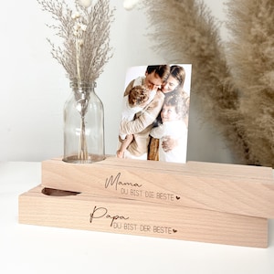 Suporte de cartão com gravação Best Mom Dad etc | Presente em dinheiro | Fotos de família | Ideia de presente de aniversário | Vovô Vovó Tia | vaso de natal