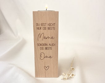 Personalisierter Kerzenständer Beste Mama und Oma  |   Muttertagsgeschenk | Geschenkidee | Teelichthalter | Kerzenhalter mit Gravur | Deko