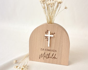 Personalized Gift | Communion | Confirmation | Confirmation | Money gift | Dried flowers vase wood | Girl Boy | Decoration reminder