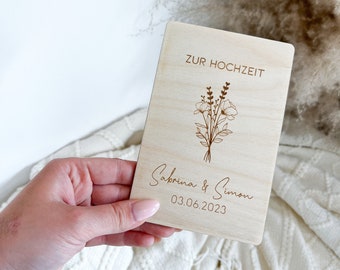 Personalisiertes Geschenk Hochzeit | Geldgeschenk | Postkarte | Holzdeko | Brautpaar | Verlobung | Hochzeitskarte | Kleinigkeit