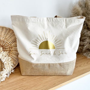 Strandtasche | Beachbag | Travel | Mama | Freundin | Shopper | Geschenkidee | Jute Tasche | Geburtstag | Sun | Geburtstag | Vilive