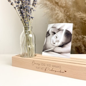Kartenständer Oma Puderzucker | Individuelles Geschenkidee Geburtstag mit Gravur | Geldgeschenk | Familie Fotos | Mama | Blumenvase | Fotos