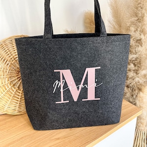 Personalized felt bag with initial and name Gift woman sister girlfriend Mom Grandma Shopping bag birthday Vilive image 4