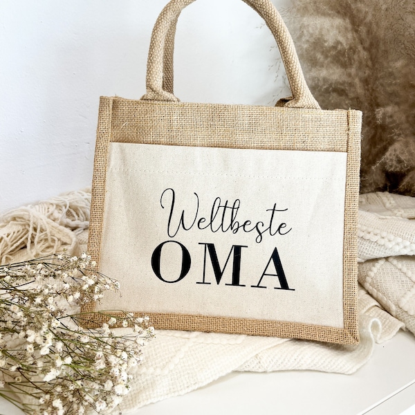 Jute Tasche "Weltbeste Oma" | Geschenk Oma | Jute Beutel | Personalisierte Geschenke | Trockenblumen | Kleines Geschenk | Danke