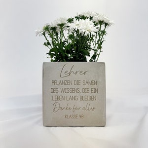 Vaso di fiori personalizzato per insegnante | idea regalo di addio | Ceramica effetto cemento | scuola elementare | Scuola | laurea | Dire Grazie