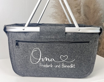 Personalisierter Einkaufskorb Geschenk für Oma | runder Geburtstag | Weihnachten | Mit Name | Shopper | Mama | Tante | Geschenkkorb | Vilive