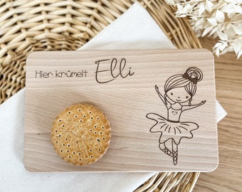 Frühstücksbrett personalisiert | Geschenk Mädchen Ballerina | Schneidebrett | Brettchen | Kindergeburtstag | Geburtstag Kind | Mit Name Holz