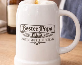Bierkrug personalisiert Bester Papa | Vatertag Geschenk individuell mit Namen | Bierglas graviert  Geschenk Halbe Hefe | Männer Sohn Tochter
