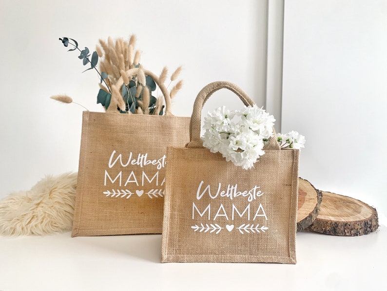 Jute Tasche Muttertag Jute Beutel Geschenktasche Muttertag Geschenk Muttertagsgeschenk Geschenk Mama Jutetasche Vilive Bild 1