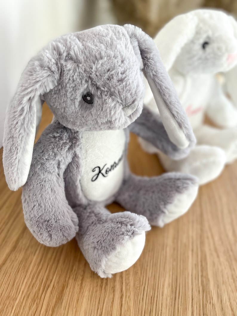 Kuscheltier Hase Personalisiert Ostern Geschenke Kinder Geburt Baby Geschenk Mama Ostergeschenk Plüschtier Kuscheltier Weiß Bild 7