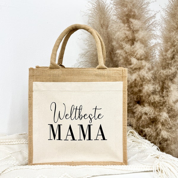 Jute Tasche Muttertag | Geschenk Mama | Jute Beutel | Geschenkkarte | Personalisierte Geschenke | Trockenblumen | Kleines Geschenk | Danke