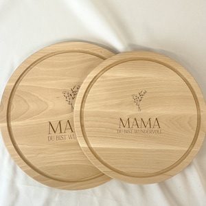 Muttertag Geschenk Mama Brettchen | Geschenkidee Mama Geburtstag | Frühstücksbrettchen | Frau | Personalisiert | Brotzeit | Küche Deko Buche