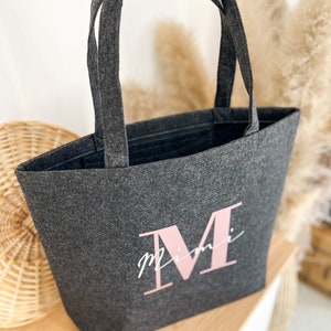 Personalized felt bag with initial and name Gift woman sister girlfriend Mom Grandma Shopping bag birthday Vilive image 5