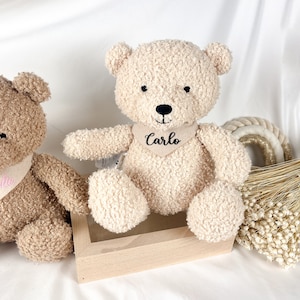 Personalized gift birth, cuddly teddy bear, child's birthday soft toy bear, stuffed animal, cuddly bear, baptism, girl boy, Vilive Beige