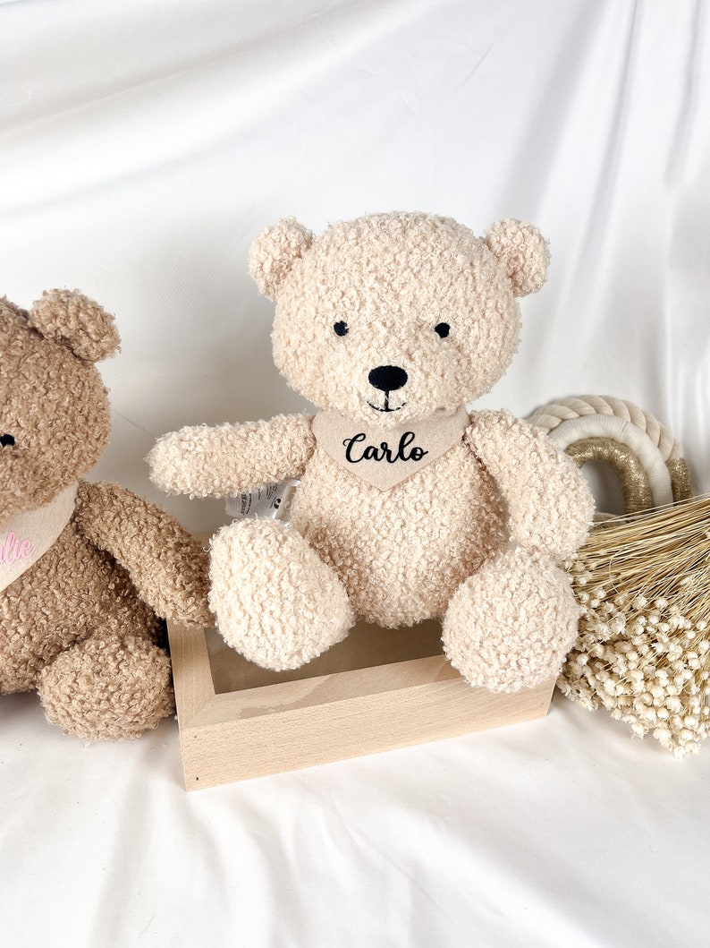 Personalisierter Geschenk Geburt, Kuscheliger Teddybär, Kind Geburtstag Kuscheltier Bär, Stofftier, Schmusebär, Taufe, Mädchen Junge, Vilive Beige
