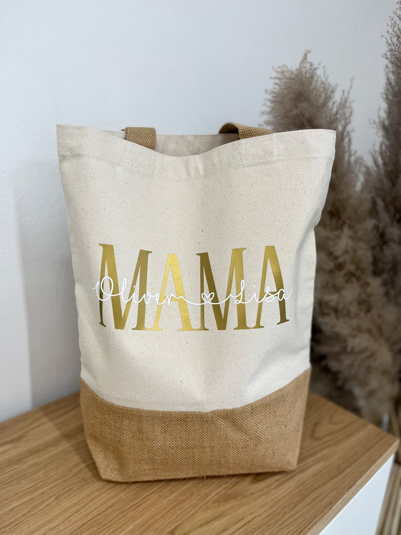 Personalisierte Tasche Mama Freundin Geburt Geschenkidee Jute Tasche Strand Tasche Geburtstag Oma Geburtstag Vilive Bild 6