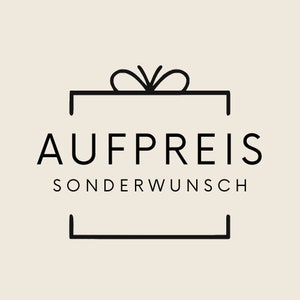 Pode incluir: Um design de logotipo com um contorno preto de uma caixa de presente e um laço. As palavras "AUFPREIS" e "SONDERWUNSCH" estão escritas em preto, com fonte sem serifa dentro do contorno da caixa, sobre um fundo bege.