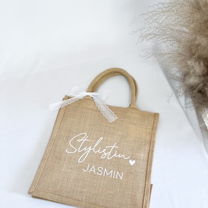 JGA Jute Tasche personalisiert Braut Trauzeugin Brautjungfer Geschenktasche Hochzeit Verlobung Beutel Party Kollegin Feier Bild 5