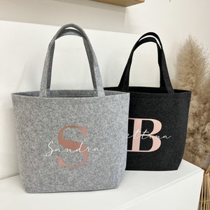 Personalized felt bag with initial and name Gift woman sister girlfriend Mom Grandma Shopping bag birthday Vilive image 1