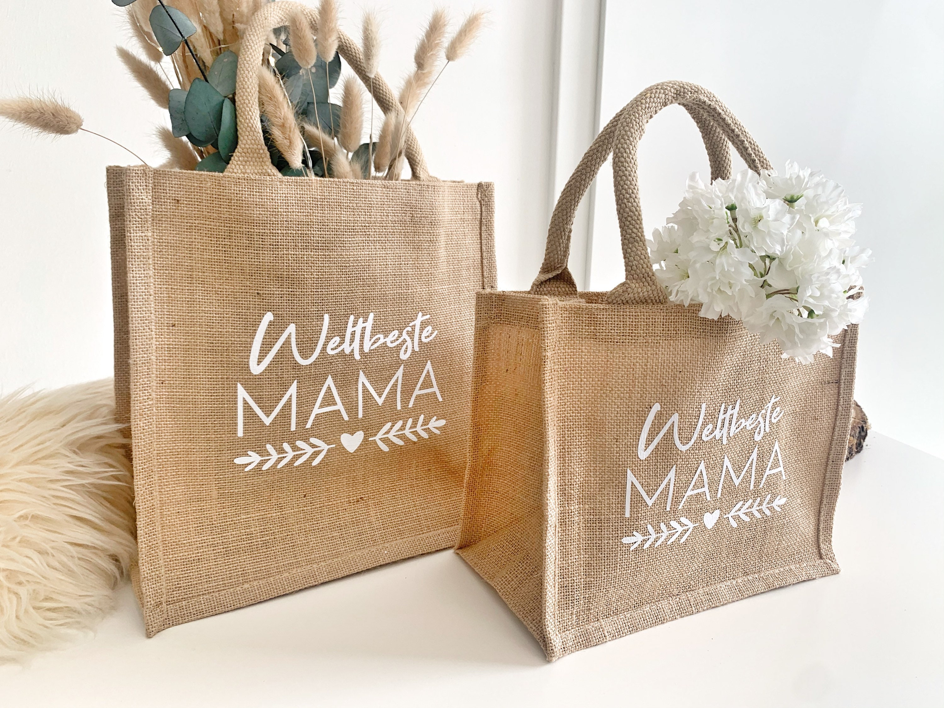 Jute-Einkaufstasche – Schwarz, 3 Größen, Mit Baumwollgriff, Gefüttert, Für Lunch, Geschenke, Nachhaltig