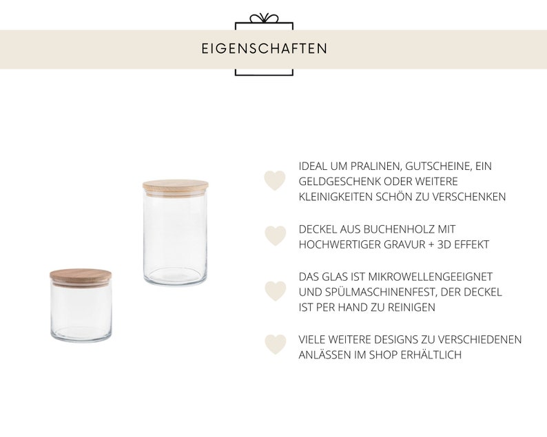 May include: Two clear glass jars with wooden lids. The jars are cylindrical and have a simple, minimalist design. The lids are made of light-colored wood. The jars are suitable for storing small items.