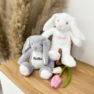 Kuscheltier Hase Personalisiert Ostern Geschenke Kinder Geburt Baby Geschenk Mama Ostergeschenk Plüschtier Kuscheltier Weiß Bild 2