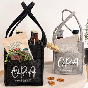 Personalisierte Geschenkidee Filztasche | Bierträger | Flaschenträger | Filztasche Bier Männerhandtasche | Tasche Onkel Papa Freund Opa|