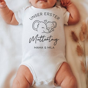 Erster Muttertag Elefant Baby Body und T-shirt Set Personalisiertes Geschenk Mama Mutter Tochter Sohn Muttertagsgeschenk Baby Outfit Bild 2