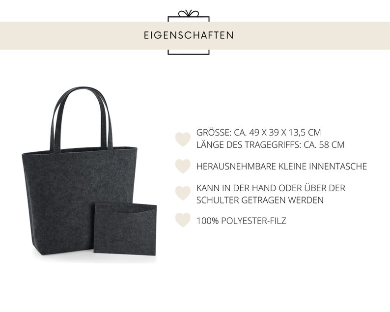 Personalisiertes Geschenk Mama Muttertag Geschenk Oma Tante Filz Shopper Einkaufstasche Einkaufskorb Geburtstag Geschenk Bild 9