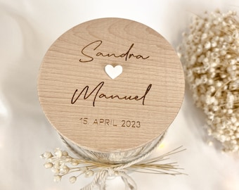 Personalized Wedding Gift | Money gift | storage jar | Little thing bride and groom | Gift wrapping | Cookie jar | Engraved wood