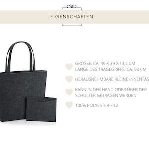 Personalisierte Filz Tasche mit Initial und Name Geschenk Frau Schwester Freundin Mama Oma Einkaufstasche Geburtstag Vilive Bild 7