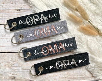 Gepersonaliseerde vilten sleutelhanger | Cadeau | Oma | Opa | Aanhangwagen | Cadeau-idee | verjaardag | Kerstmis | zeg dankje